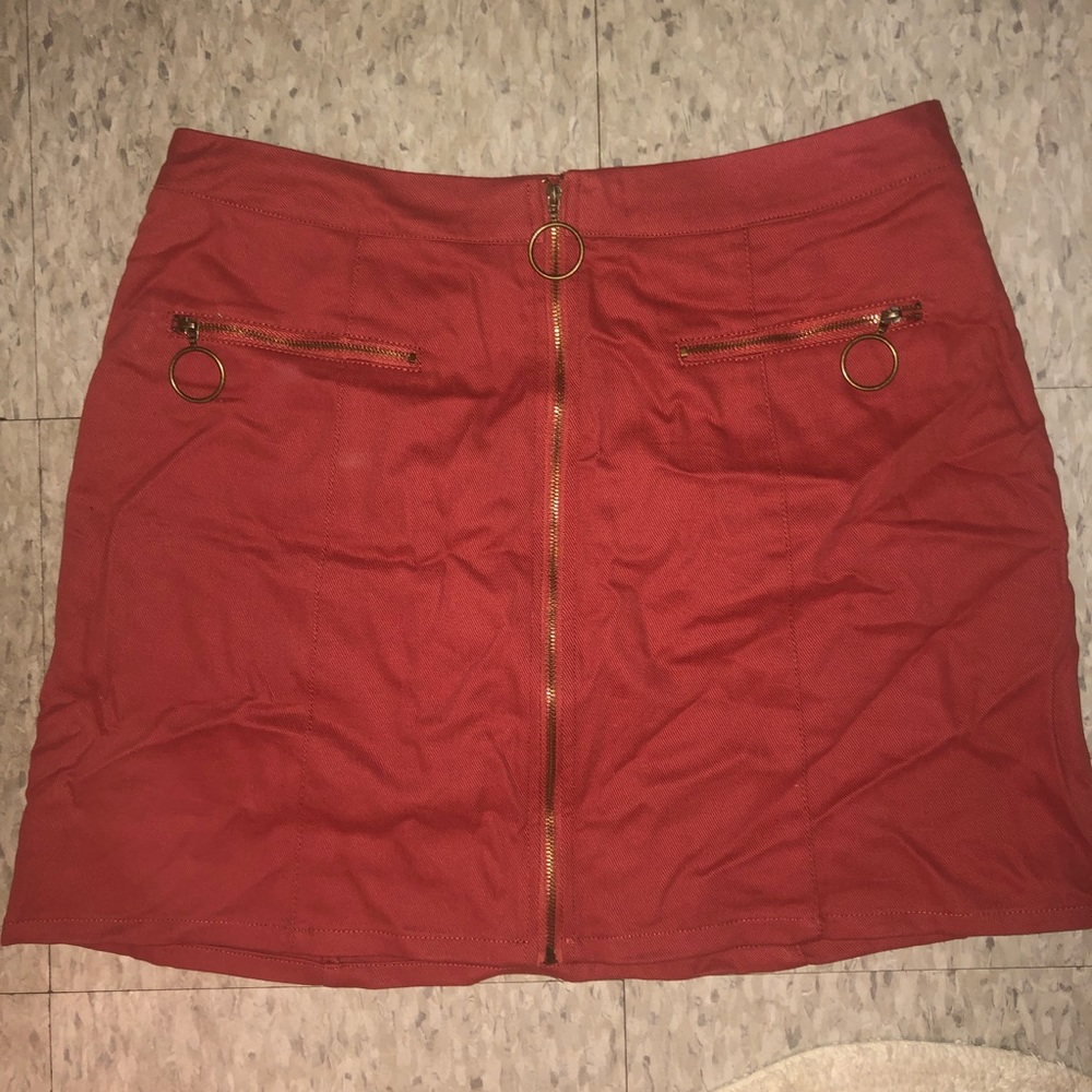 orange mini skirt